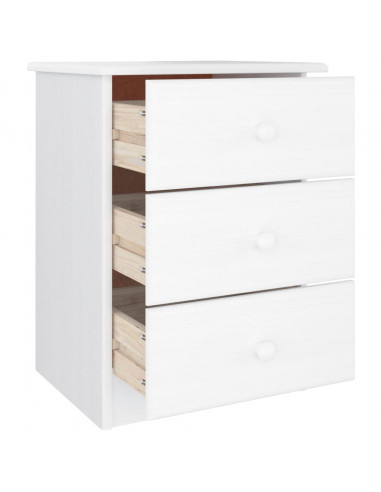 Comodino ALTA Bianco 41x35x55,5 cm in Legno Massello di Pino