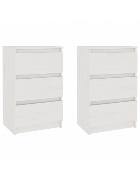 Comodini 2 pz Bianchi 40x29,5x64 cm in Legno Massello di Pino