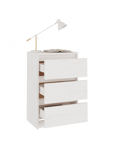 Comodini 2 pz Bianchi 40x29,5x64 cm in Legno Massello di Pino