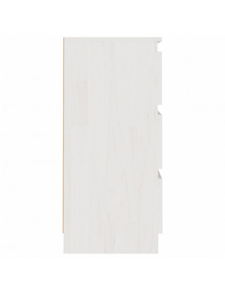 Comodini 2 pz Bianchi 40x29,5x64 cm in Legno Massello di Pino