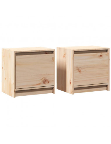 Comodini 2 pz 40x30,5x40 cm in Legno Massello di Pino