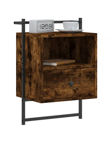 Comodini a Muro 2 pz Rovere Fumo 40x30x61 cm Legno Multistrato