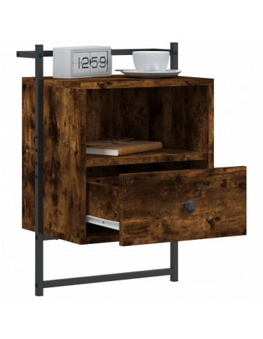 Comodini a Muro 2 pz Rovere Fumo 40x30x61 cm Legno Multistrato