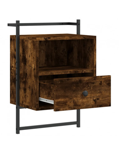 Comodini a Muro 2 pz Rovere Fumo 40x30x61 cm Legno Multistrato