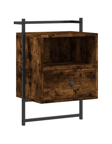 Comodino a Muro Rovere Fumo 40x30x61 cm Legno Multistrato