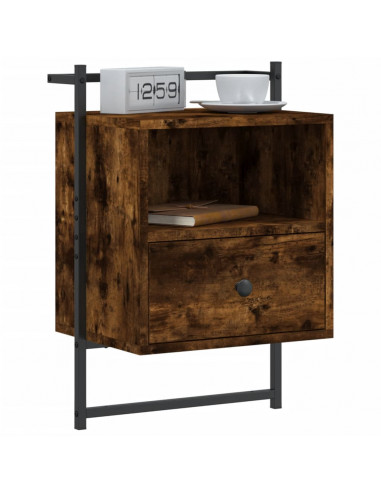 Comodino a Muro Rovere Fumo 40x30x61 cm Legno Multistrato