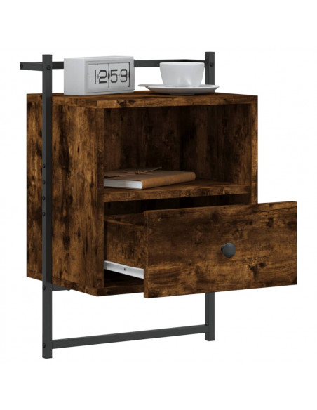 Comodino a Muro Rovere Fumo 40x30x61 cm Legno Multistrato