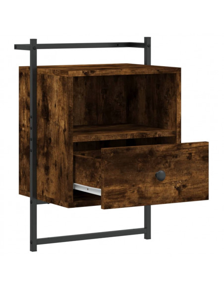 Comodino a Muro Rovere Fumo 40x30x61 cm Legno Multistrato