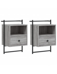 Comodini a Muro 2 pz Grigio Sonoma 40x30x61cm Legno Multistrato 2