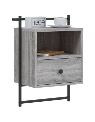 Comodini a Muro 2 pz Grigio Sonoma 40x30x61cm Legno Multistrato