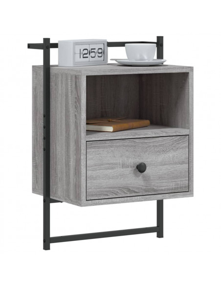 Comodini a Muro 2 pz Grigio Sonoma 40x30x61cm Legno Multistrato
