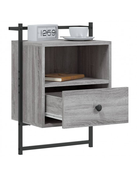 Comodini a Muro 2 pz Grigio Sonoma 40x30x61cm Legno Multistrato
