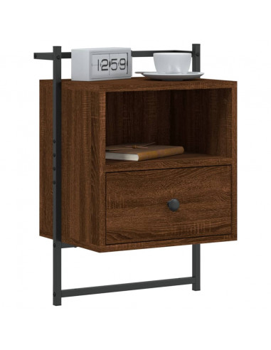 Comodini a Muro 2pz Rovere Marrone 40x30x61cm Legno Multistrato