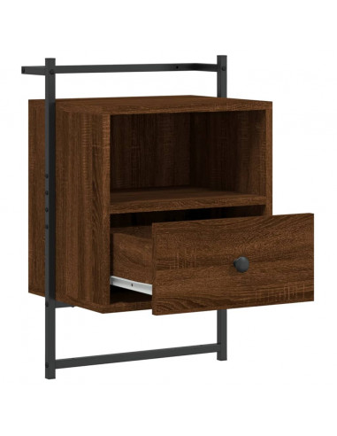 Comodini a Muro 2pz Rovere Marrone 40x30x61cm Legno Multistrato