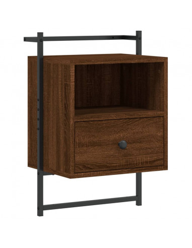 Comodino a Muro Rovere Marrone 40x30x61 cm Legno Multistrato