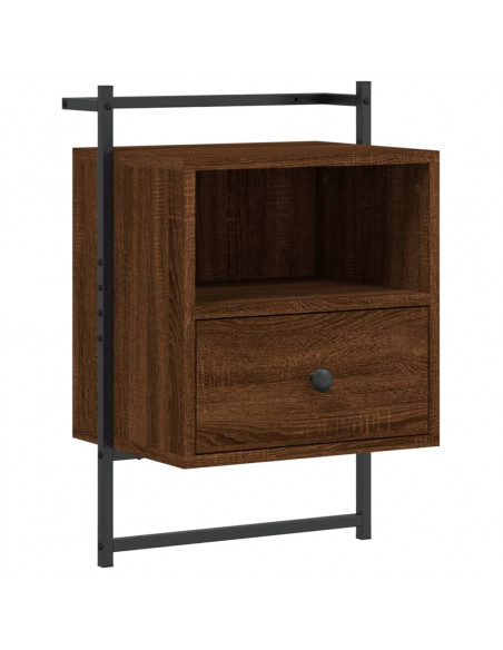 Comodino a Muro Rovere Marrone 40x30x61 cm Legno Multistrato