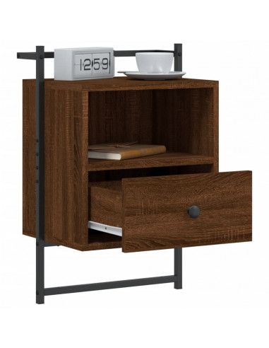 Comodino a Muro Rovere Marrone 40x30x61 cm Legno Multistrato