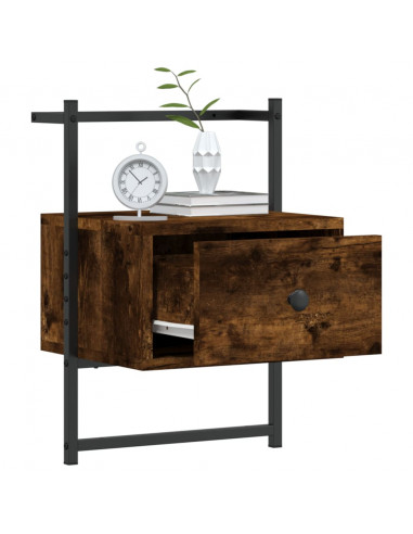 Comodino a Muro Rovere Fumo 35x30x51 cm Legno Multistrato
