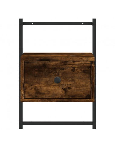 Comodino a Muro Rovere Fumo 35x30x51 cm Legno Multistrato
