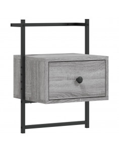 Comodino a Muro Grigio Sonoma 35x30x51 cm Legno Multistrato 2