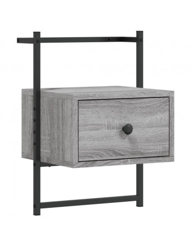 Comodino a Muro Grigio Sonoma 35x30x51 cm Legno Multistrato