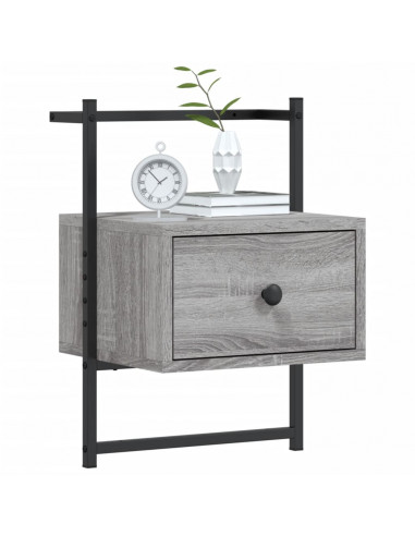 Comodino a Muro Grigio Sonoma 35x30x51 cm Legno Multistrato