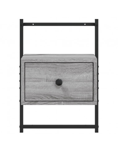 Comodino a Muro Grigio Sonoma 35x30x51 cm Legno Multistrato