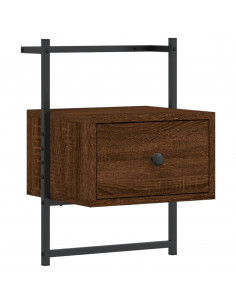 Comodino a Muro Rovere Marrone 35x30x51 cm Legno Multistrato 2