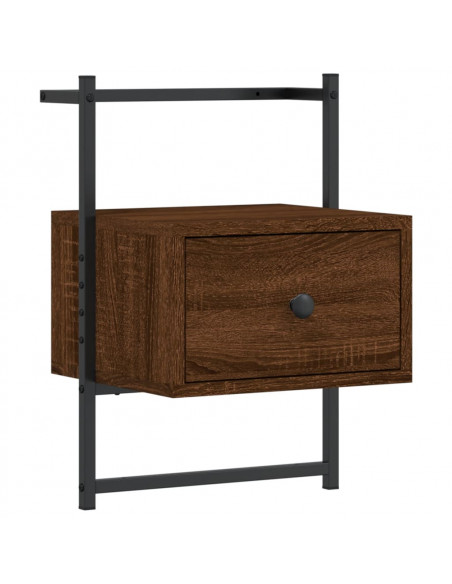 Comodino a Muro Rovere Marrone 35x30x51 cm Legno Multistrato