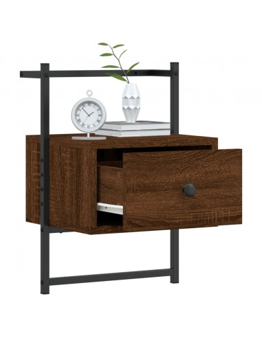 Comodino a Muro Rovere Marrone 35x30x51 cm Legno Multistrato