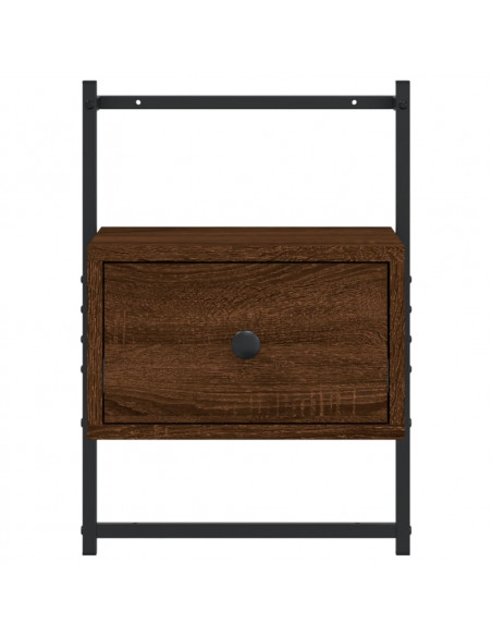 Comodino a Muro Rovere Marrone 35x30x51 cm Legno Multistrato