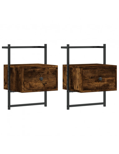 Comodini a Muro 2 pz Rovere Fumo 35x30x51 cm Legno Multistrato