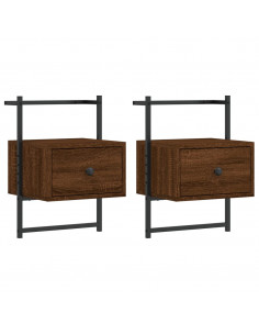Comodini a Muro 2pz Rovere Marrone 35x30x51cm Legno Multistrato 2