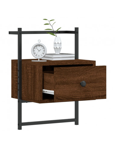 Comodini a Muro 2pz Rovere Marrone 35x30x51cm Legno Multistrato