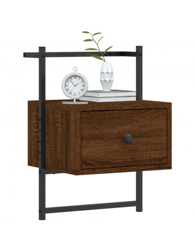 Comodini a Muro 2pz Rovere Marrone 35x30x51cm Legno Multistrato