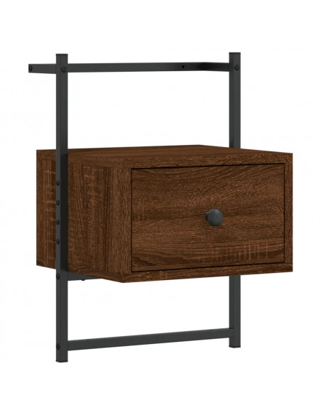 Comodini a Muro 2pz Rovere Marrone 35x30x51cm Legno Multistrato