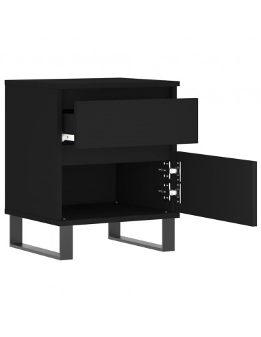 Comodini 2pz Neri 40x35x50 cm in Legno Multistrato