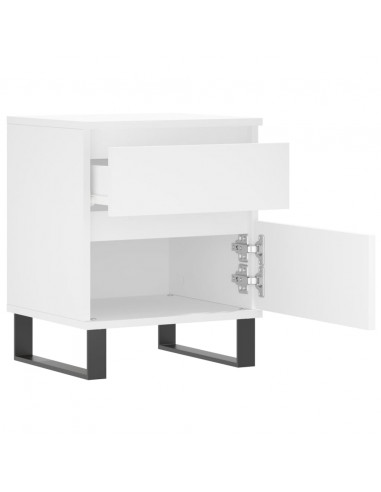 Comodini 2pz Bianchi 40x35x50 cm in Legno Multistrato