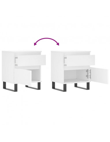 Comodini 2pz Bianchi 40x35x50 cm in Legno Multistrato