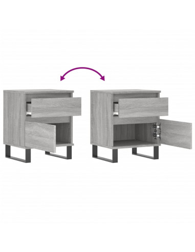 Comodini 2pz Grigio Sonoma 40x35x50 cm in Legno Multistrato