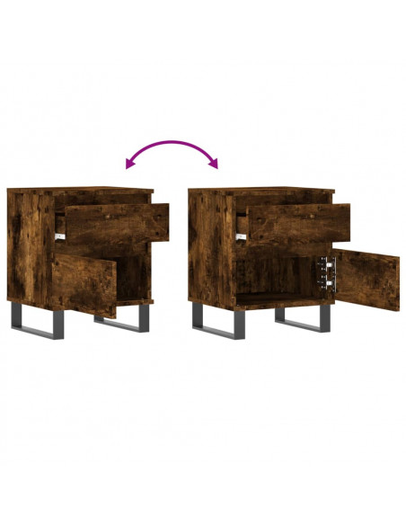Comodini 2pz Rovere Fumo 40x35x50 cm in Legno Multistrato