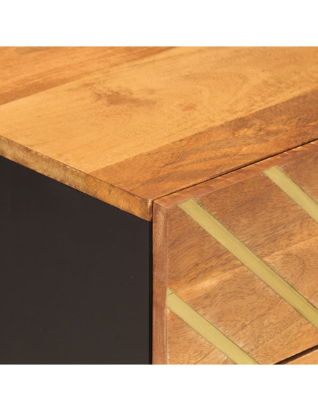 Comodino Nero 40x29x50 cm in Legno Massello di Mango