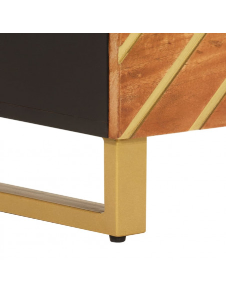 Comodino Nero 40x29x50 cm in Legno Massello di Mango