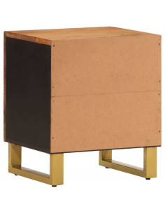 Comodini 2 pz Marrone e Nero in Legno Massello di Mango 2