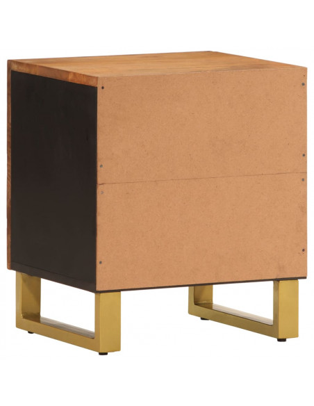 Comodini 2 pz Marrone e Nero in Legno Massello di Mango