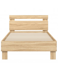 Giroletto con Testiera e LED Rovere Sonoma 90x190 cm 2