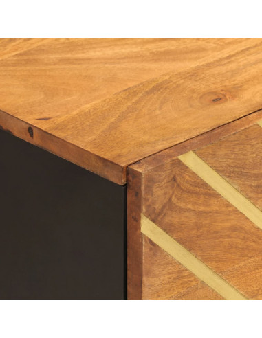 Comodini 2 pz Marrone e Nero in Legno Massello di Mango