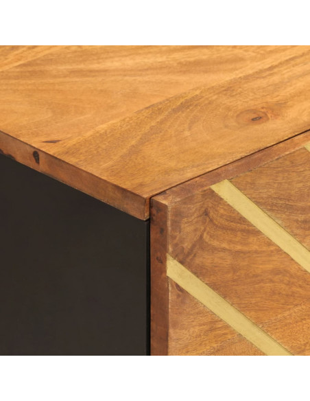 Comodini 2 pz Marrone e Nero in Legno Massello di Mango