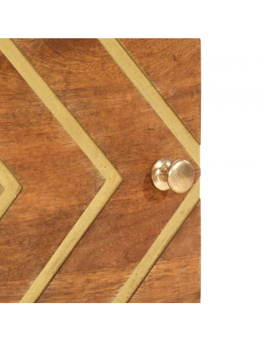 Comodini 2 pz Marrone e Nero in Legno Massello di Mango