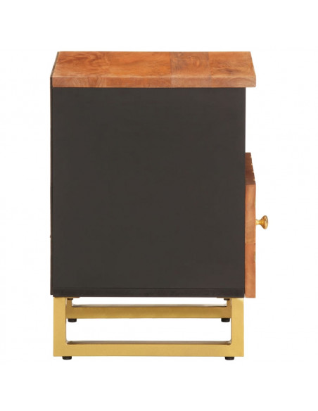Comodino Marrone e Nero in Legno Massello di Mango